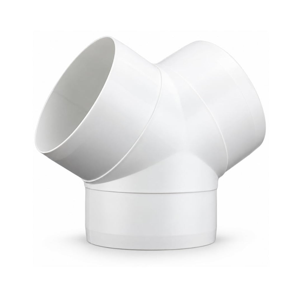 Fantronix 100mm Y-Piece Duct Connector – 45° – White Plastic