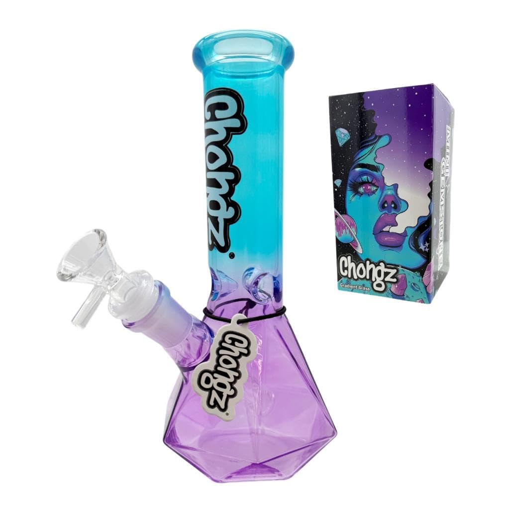 Chongz 20cm Mini Glass Bong – Gemstone – Ice Spike – Purple/Blue