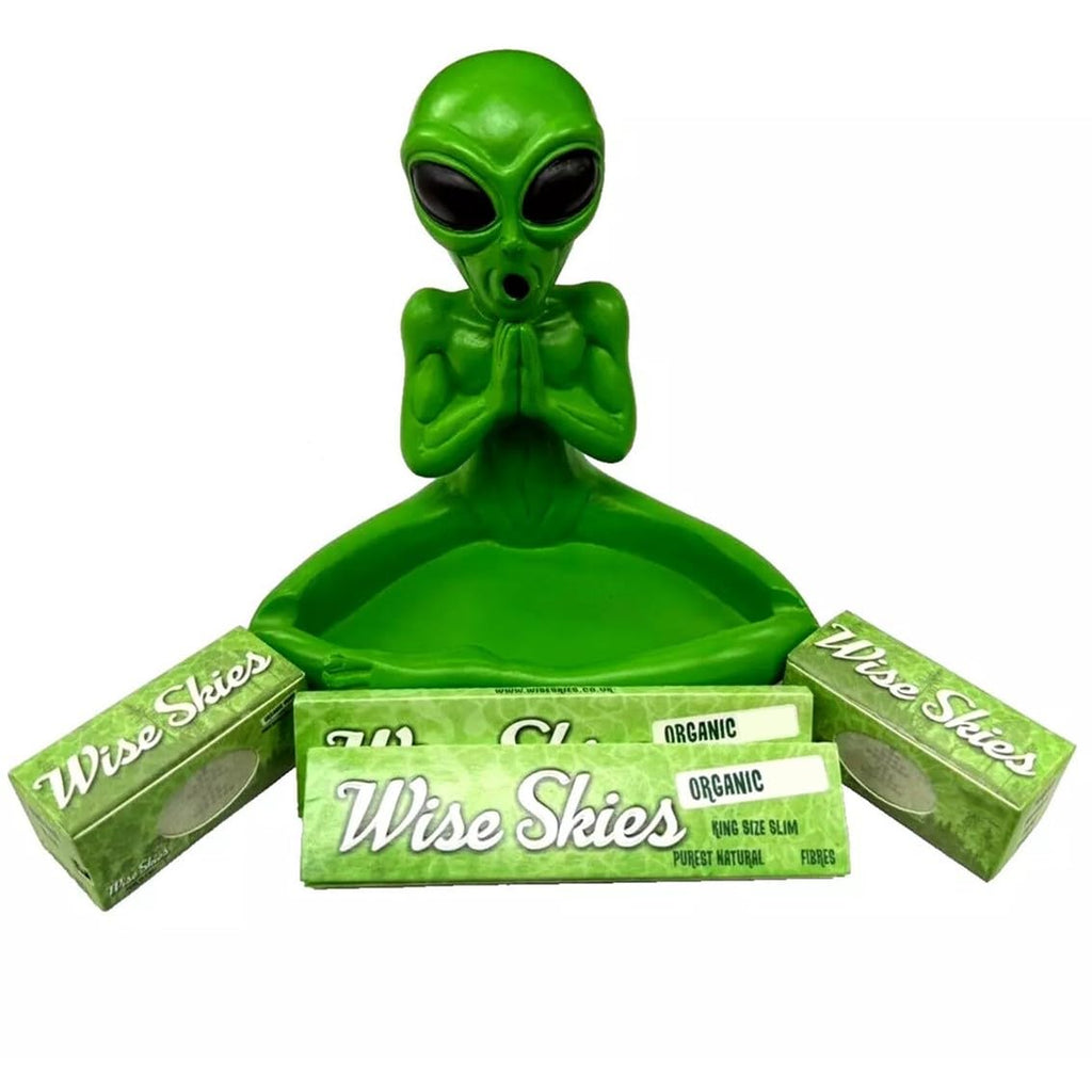 Green Praying Alien Resin Ashtray Kit – Organic Rolling Papers Booklets