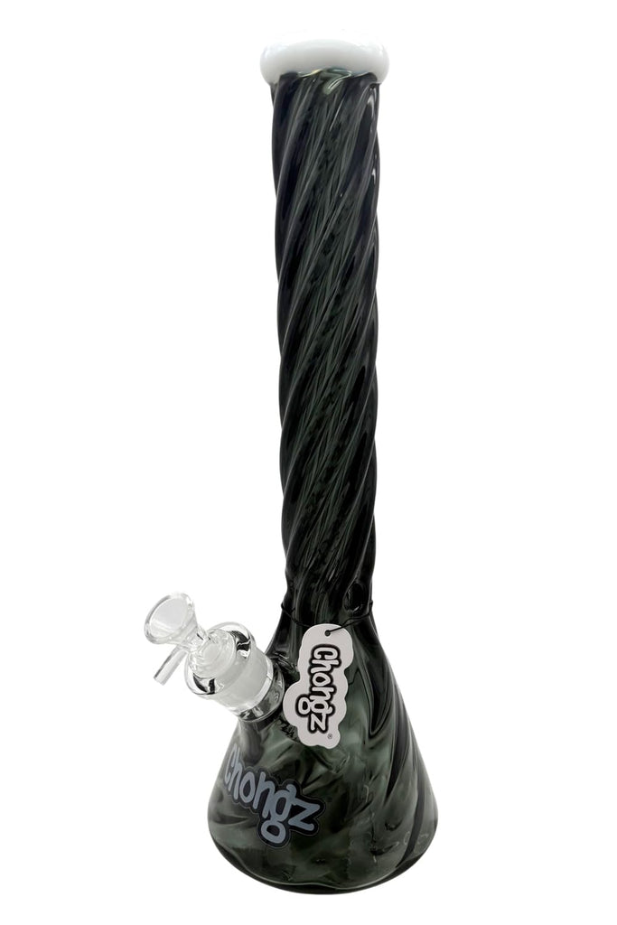 Chongz 40cm Glass Beaker Bong – Twisted Melon – 9mm Ice Catcher – Grey