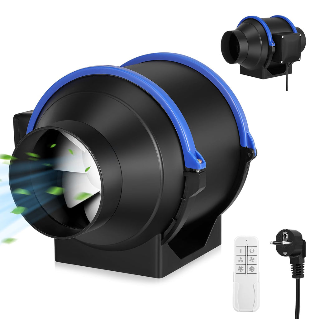 Trsaow 100mm 4-Inch Inline Duct Extractor Fan – 26W – 390m³/h – 4-Speed Remote Control