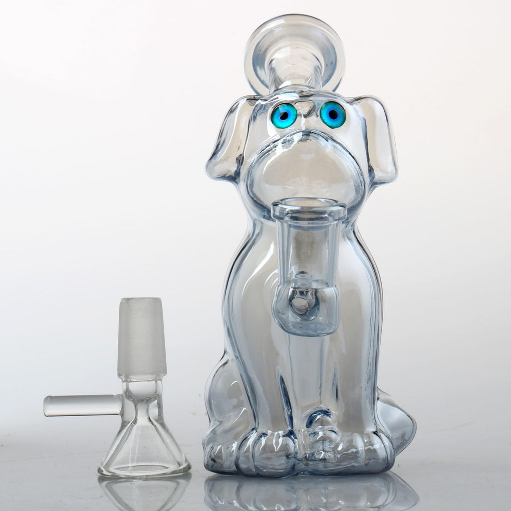 Mini Glass Bong – Dog Design – 14mm Bowl & Silicone Hose