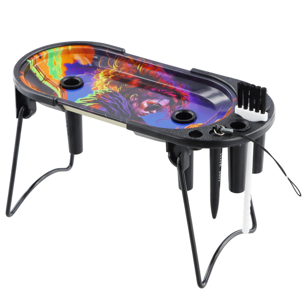 Duronge Foldable Cone Filler Rolling Tray Set – 21.7 × 9.7cm – King Size & 1 1/4 – Purple