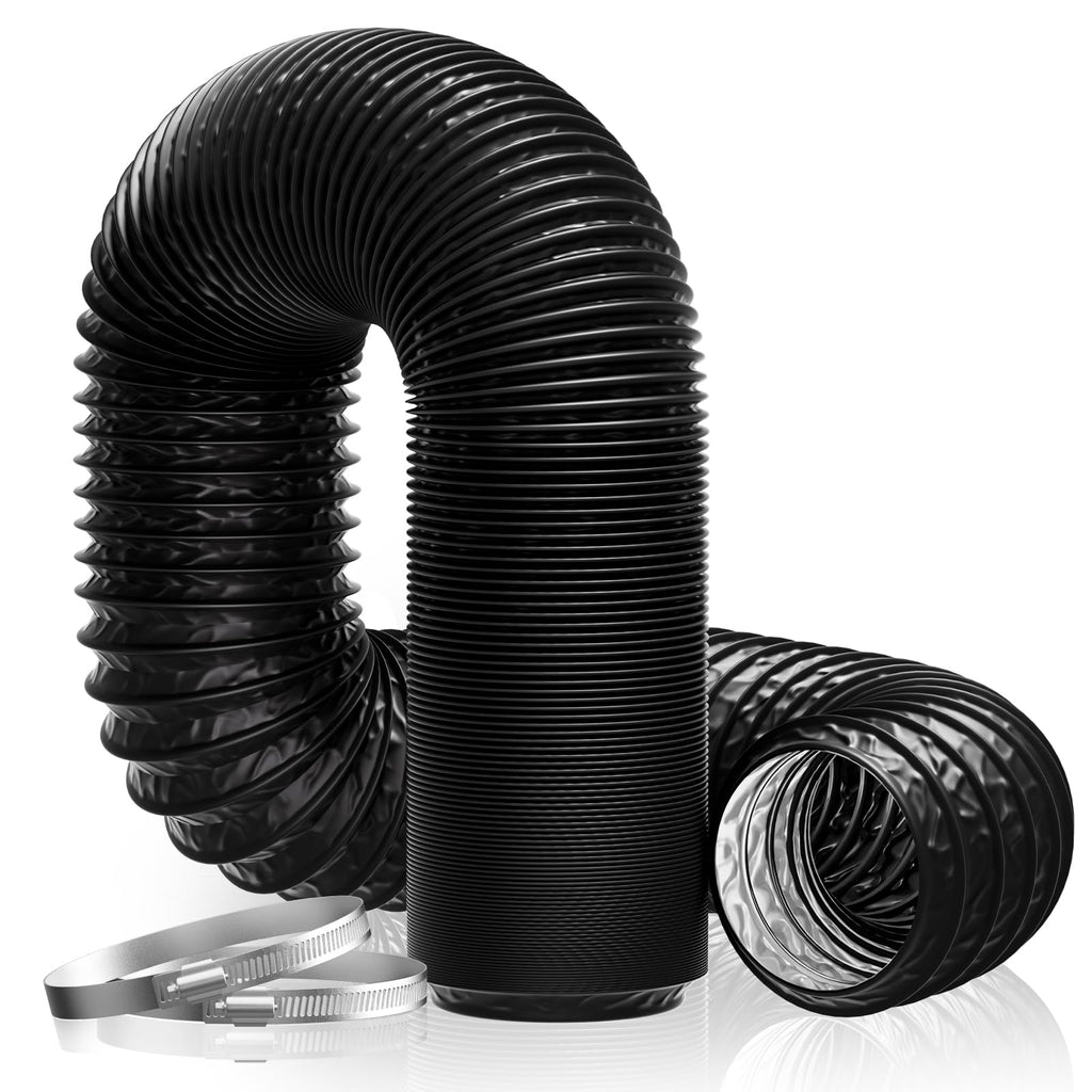 Hon&Guan 100mm Flexible Aluminium PVC Ducting – 5m – 2 Hose Clamps