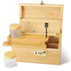 Contraxump Large Bamboo Storage Box with Lock – Rolling Box Gift Set – 2 Airtight Glass Containers & Brush