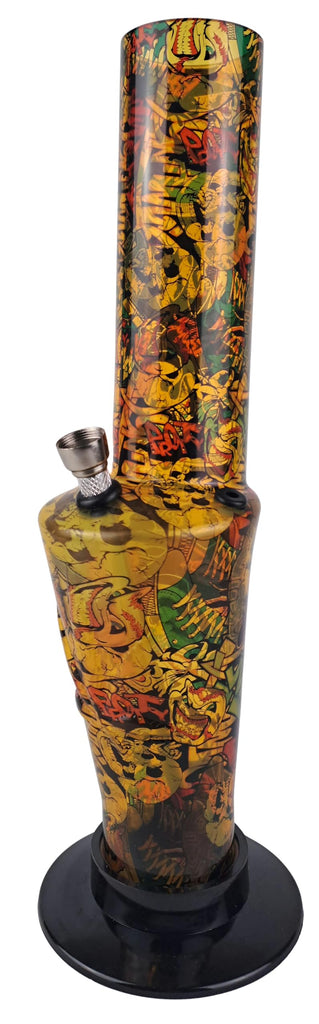 Graffiti Decal Acrylic Bong – 32cm – Gold