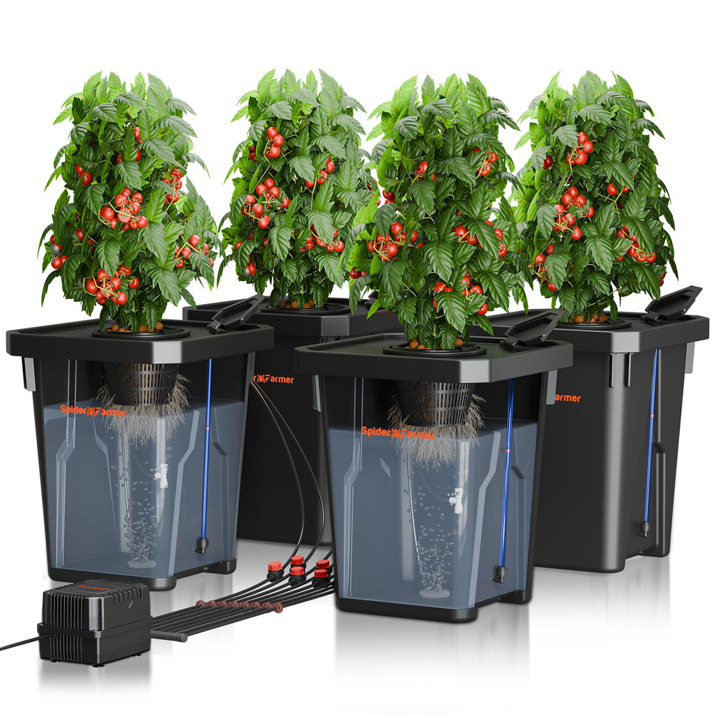 SPIDER FARMER DWC Hydroponics Grow System – 7 Gallon – 4 Buckets – 15W Air Pump – Drip Kit