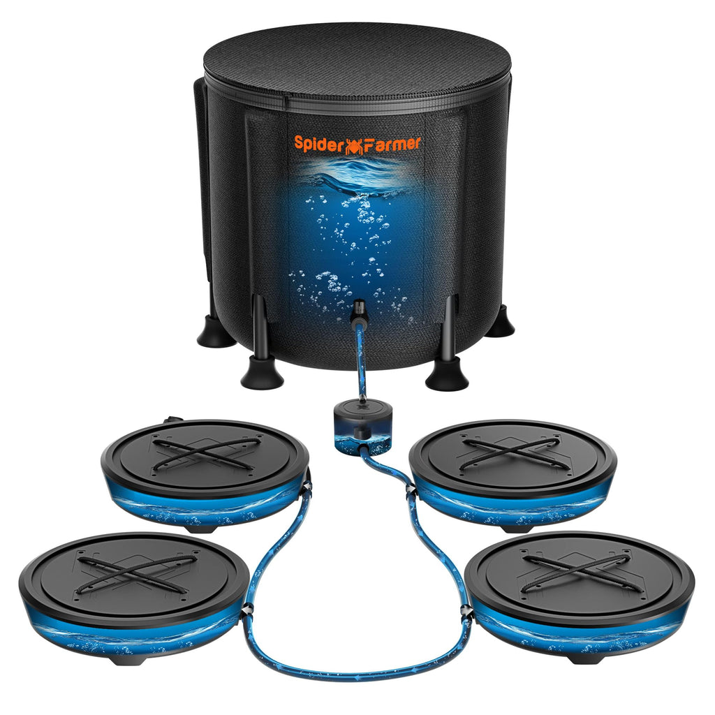SPIDER FARMER Gravity-Fed Self-Watering System – 4-Pack – 13 Gallon Reservoir