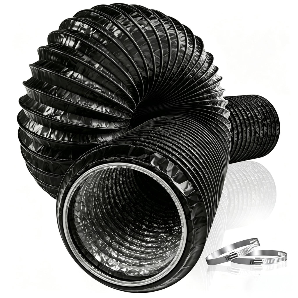 Hon&Guan Thickened 100mm Flexible Aluminium Foil Ducting – 2m – Black