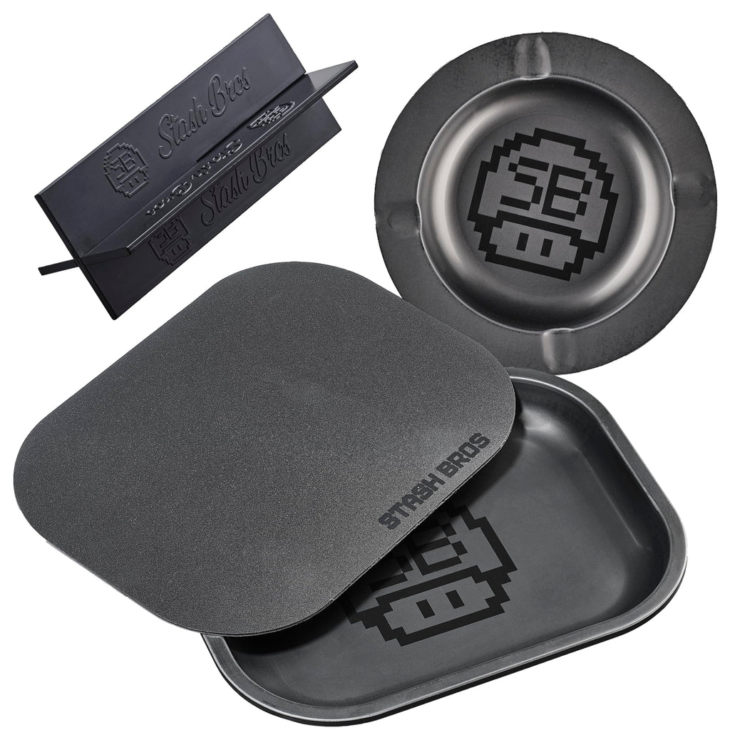 Stash Bros Rolling Tray Set – Magnetic Lid – V-Cradle