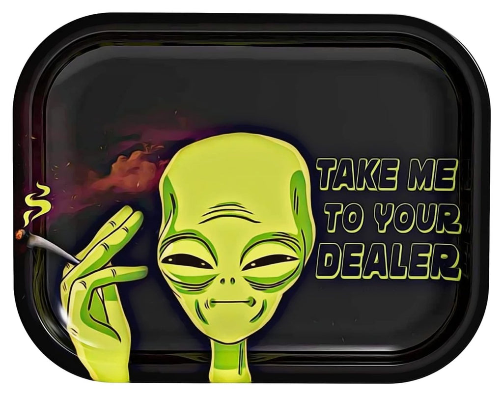Alien Metal Rolling Tray – Funny Cartoon DesignJustSmoke.Me