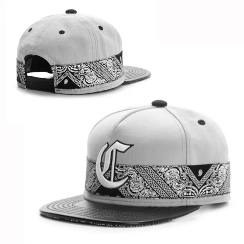 Bandana Street Strip Black & Grey - Snapback / Flat Peak Hat / CapJustSmoke.Me
