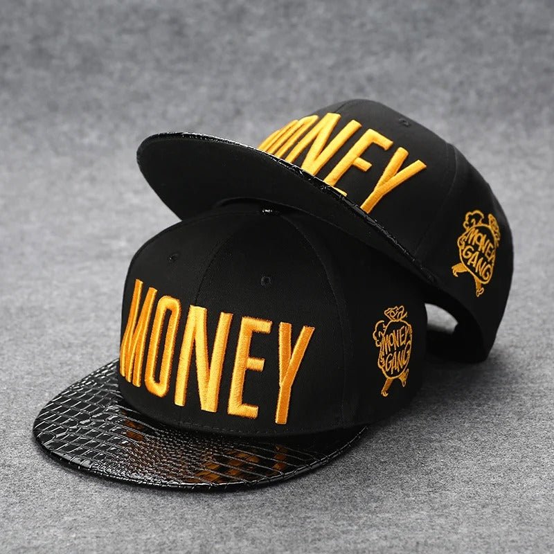 BIG MONEY - Black & Gold Snapback / Flat Peak Hat / CapJustSmoke.Me
