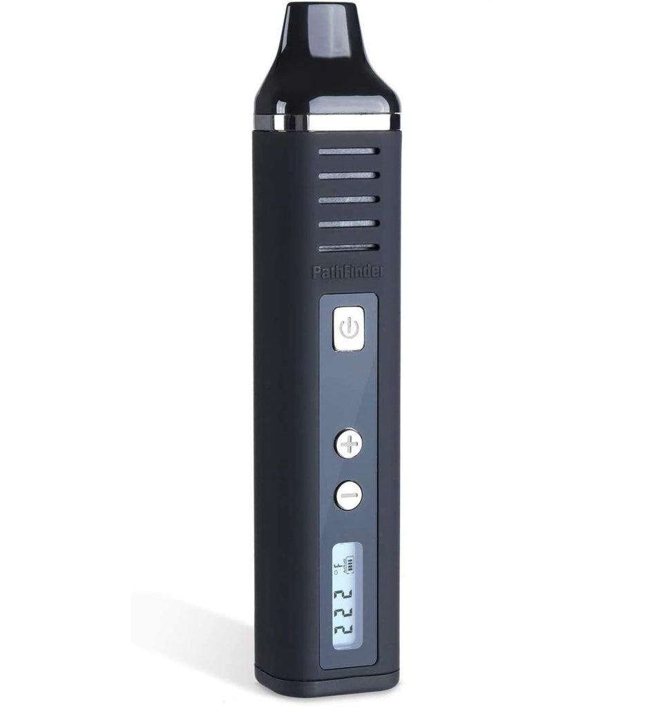 Dry Herb Vaporizer Pathfinder, Portable Herb Vaporiser 2200mAh Battery Full Temperature Control LCD Display Aromatherapy Herbal Evaporator USB Charging Vape, Advanced Temperature (Black) Nicotine FreeJustSmoke.Me