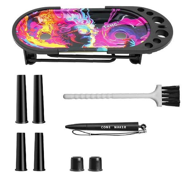 Duronge Foldable Cone Filler Rolling Tray Set – 21.7 × 9.7cm – King Size & 1 1/4 – PurpleJustSmoke.Me