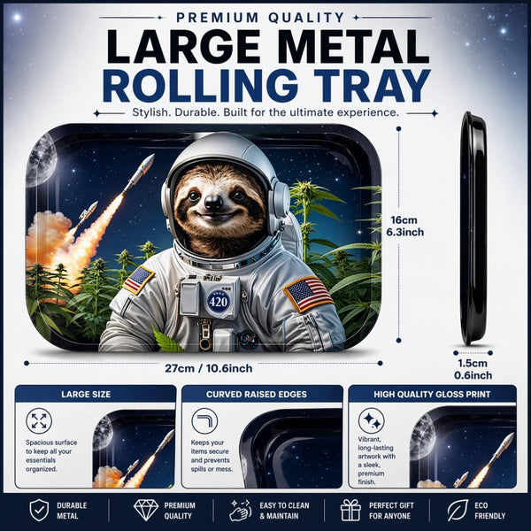 Extra Large Metal Rolling Tray – Raised EdgesJustSmoke.Me