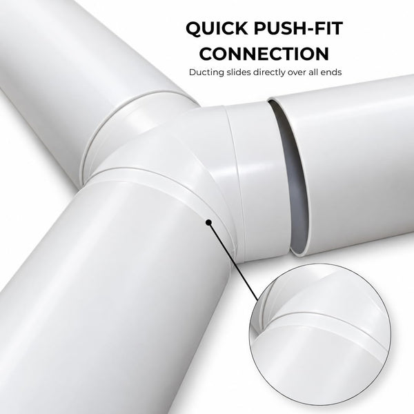 Fantronix 100mm Y-Piece Duct Connector – 45° – White PlasticJustSmoke.Me