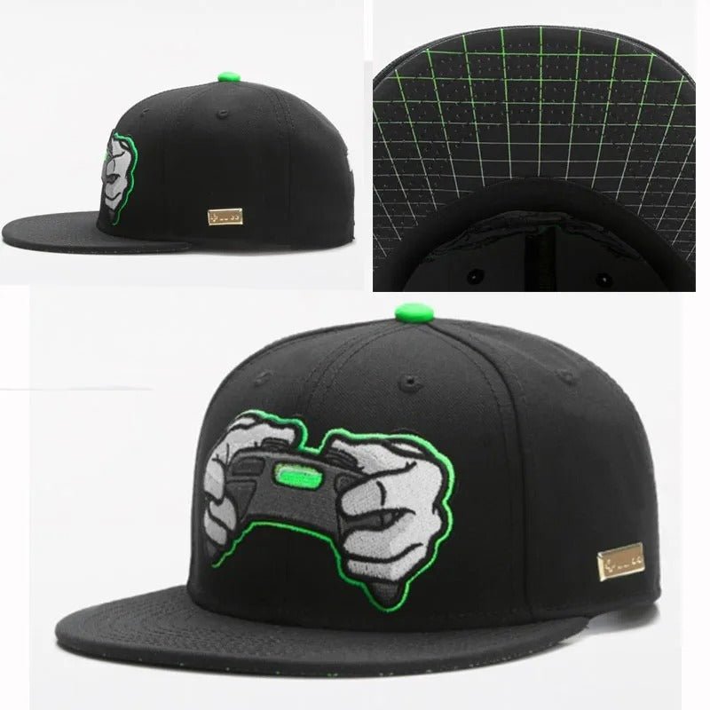 Game Time - White & Green - Snapback / Flat Peak Hat / CapJustSmoke.Me