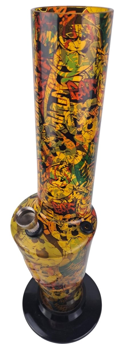 Graffiti Decal Acrylic Bong – 32cm – GoldJustSmoke.Me