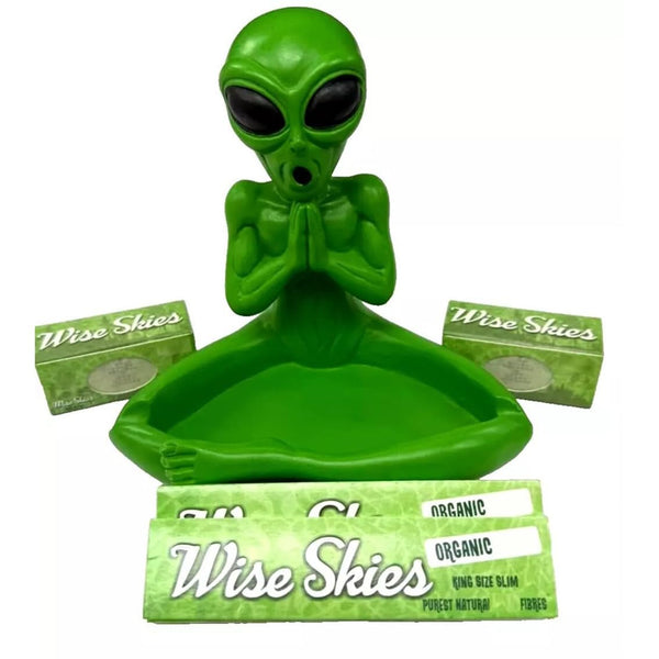 Green Praying Alien Resin Ashtray Kit – Organic Rolling Papers BookletsJustSmoke.Me