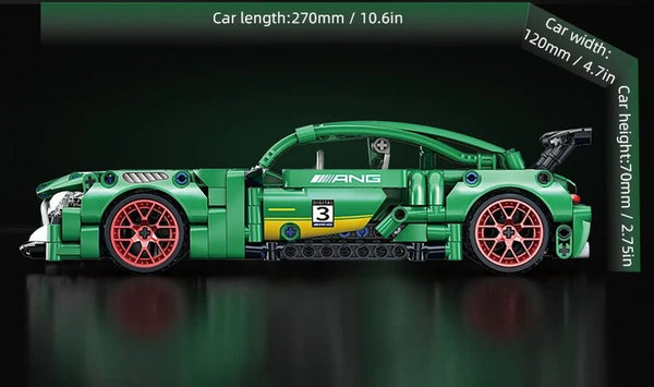 Green Super Street Tuner Car - Model Building Blocks - 456PCS - Luxury Green Racing Street Vehicle with White Racing Strips & Moving Doors - Model Building Kit | Gift Idea!JustSmoke.Me