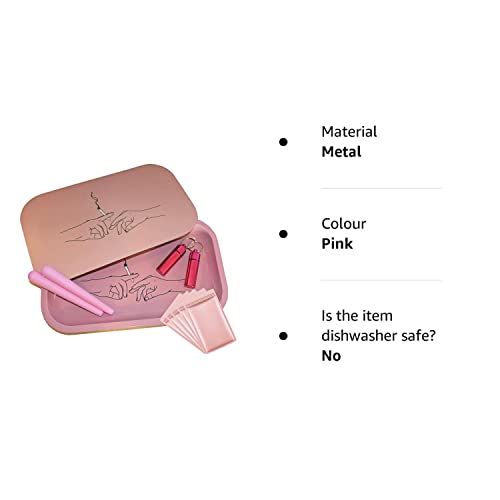 Large Pink Metal Rolling Tray with Magnetic Lid and Smoking Accessories - Keep Your Smoking Kit Safe and Hidden - Smell Proof Rolling Tray (Large Rolling Tray with Lid & Accessories)JustSmoke.Me