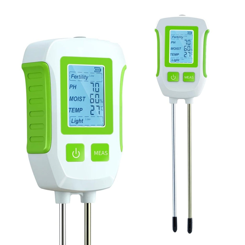 Mcbazel 5-in-1 Soil Tester – Backlit LCD – pH, Fertility, Light, Temperature, MoistureJustSmoke.Me