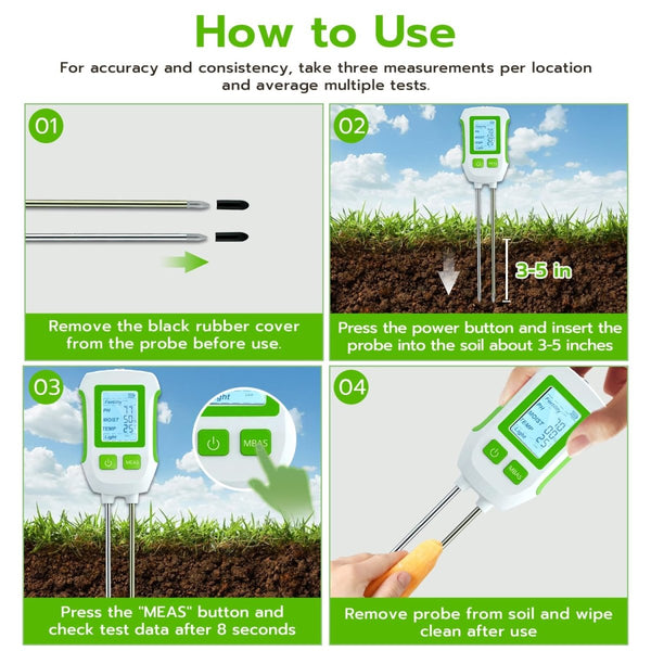 Mcbazel 5-in-1 Soil Tester – Backlit LCD – pH, Fertility, Light, Temperature, MoistureJustSmoke.Me
