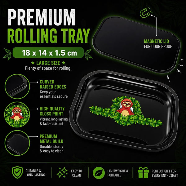 Metal Rolling Tray with Magnetic Lid – Smell-Proof – AluminiumJustSmoke.Me