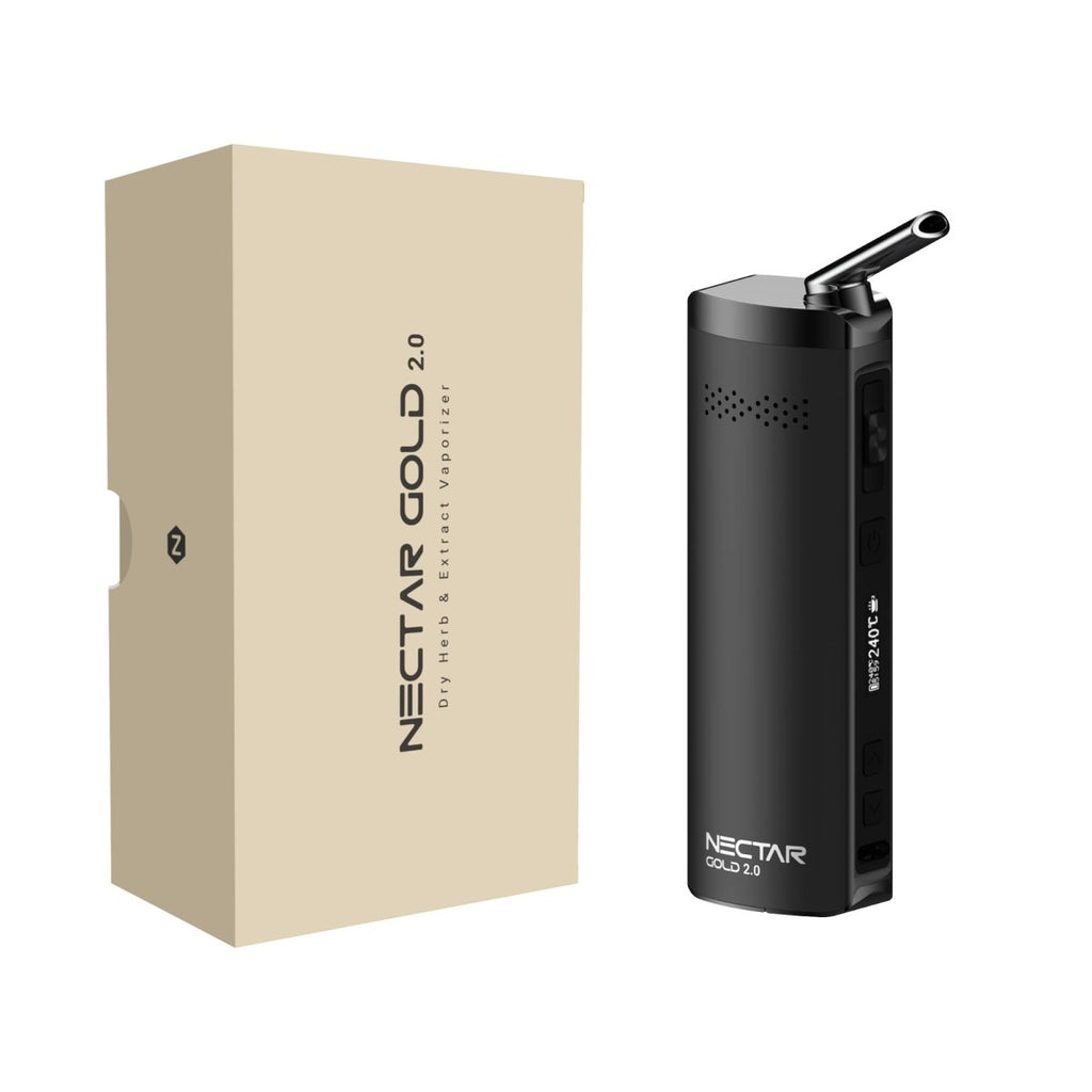 Nectar Gold 2.0 | Dry Herb Vaporizer for Herbs & Extracts | 2 Years Warranty | 3200mAh Battery, Isolated & Adjustable Airflow, OLED Display, 20s Heat - up Time & Temp Range: 100°C to 240°CJustSmoke.Me