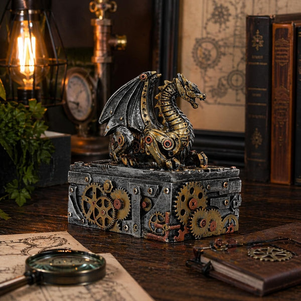 Nemesis Now Steampunk Dragon Trinket Box – 18.5cm – Secrets of the Machine – SilverJustSmoke.Me