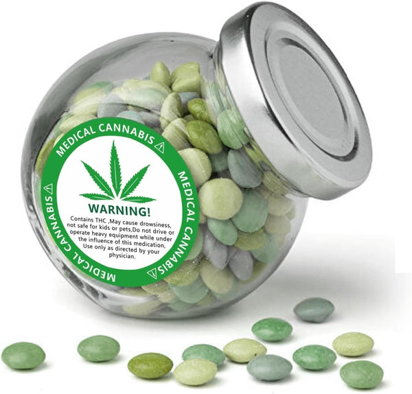 OXTXO Green THC Warning Labels – 500 Round Stickers – 1 RollJustSmoke.Me