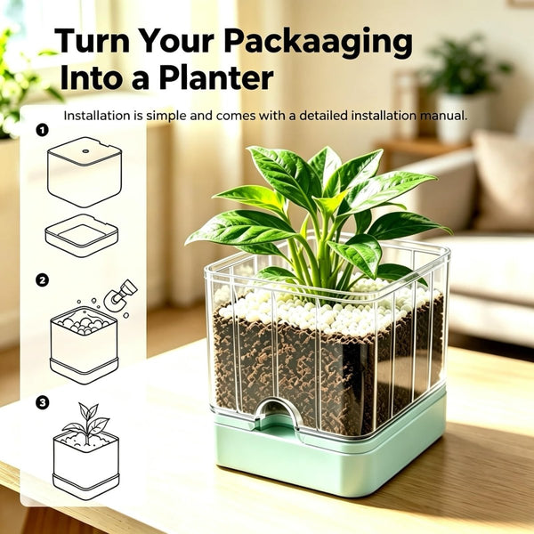 PLANTSIO Smart Self-Watering Planter – App Control – LCD Display – 80ml Water TankJustSmoke.Me