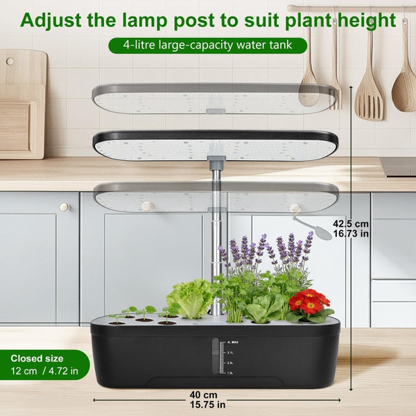 REEPLAR 12-Pod Indoor Hydroponic Growing System – 20W Full Spectrum LEDJustSmoke.Me