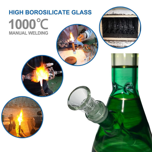 The Dark Diamond 25cm Straight Glass Bong – 3-Prong Ice Pinch – 14.4mm / 18.8mm JointJustSmoke.Me
