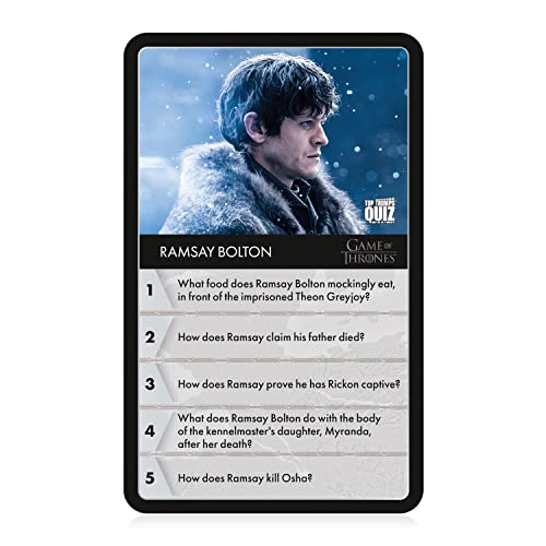 Top Trumps Game of Thrones Quiz Trivia Game, 100 categories to test your knowledge and memory featuring Tyrion Lannister, Cersei Lannister, Arya Stark, Daenerys Targaryen, 2+ player game for ages 18+JustSmoke.Me