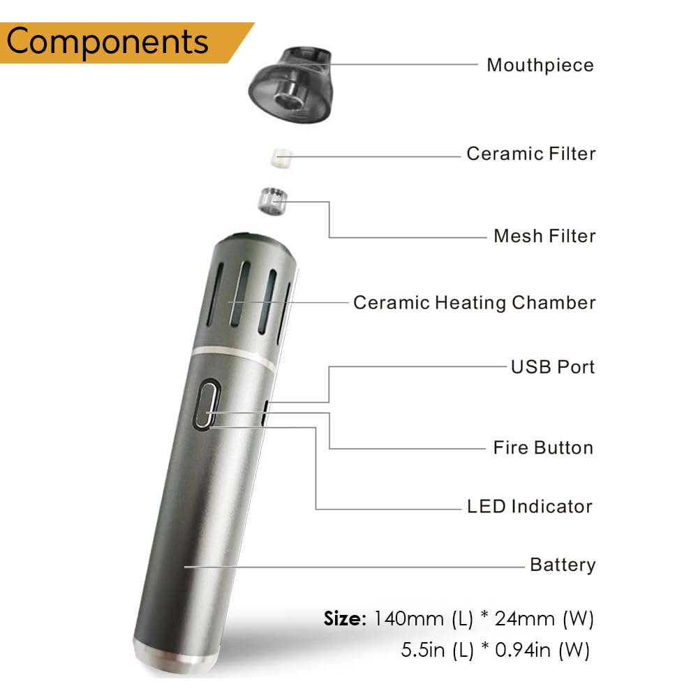 VapeMaster Skywalker Portable Herbal Vaporizer Dry Herb Vaporizer Pen - Temperature Control, Ceramic Chamber, Pure Clean Vapor - Version 3 (Platinum) JustSmoke.Me VapeMaster Skywalker Portable Herbal Vaporizer Dry Herb Vaporizer Pen - Temperature Control, Ceramic Chamber, Pure Clean Vapor - Version 3 (Platinum) JustSmoke.Me