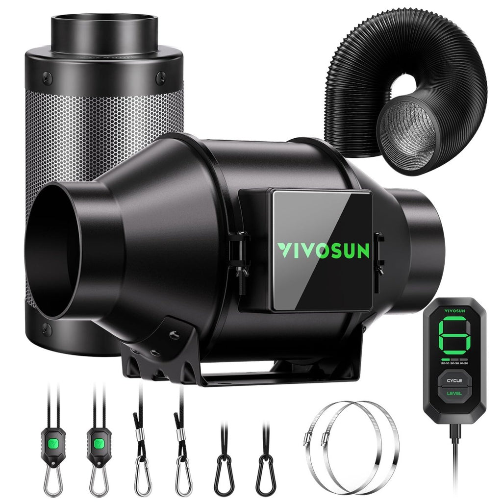 VIVOSUN G4 Air Filtration Kit – 100mm – Duct Fan, Speed Controller & Carbon FilterJustSmoke.Me