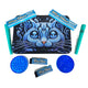 Wise Skies Blue Trippy Kitty Rolling Tray Bundle – Double-Sided Matte Design – Blue King Size Papers, Tips & Cone HolderJustSmoke.Me