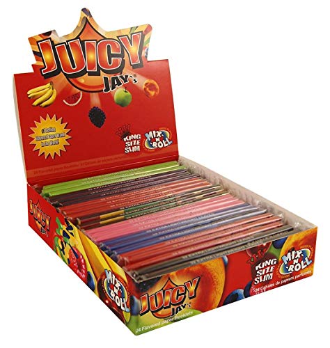 1 Box - JUICY JAY´s King Size Slim Papers - MIX-N-ROLL - 1 Box / 24 BookletsJustSmoke.Me