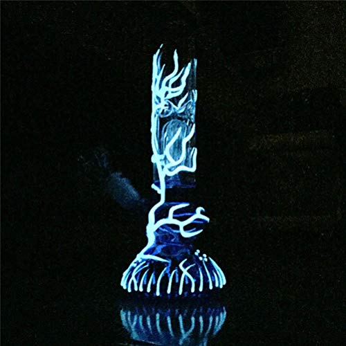 10inch Tall Fluorescence Glass Bong Cool Recycle Oil Rigs Smoking Illuminate Bongs Water Pipe (Blue)JustSmoke.Me