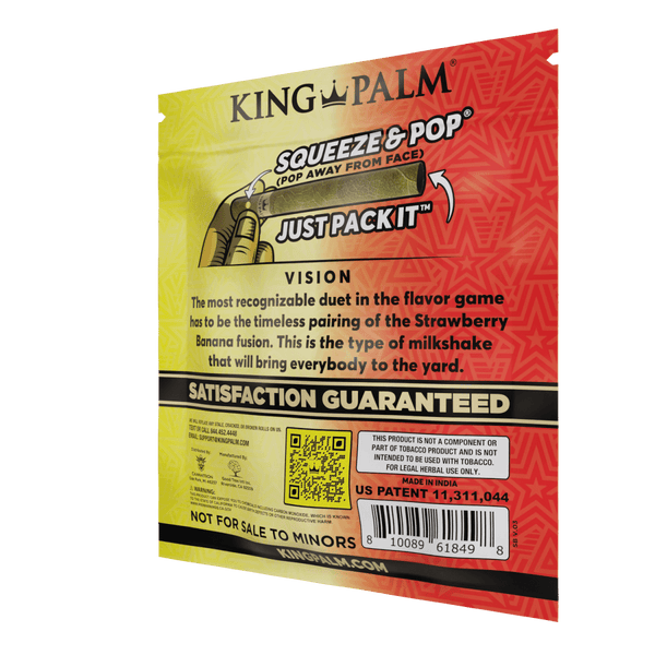 King Palm | 25 Strawberry & Banana | Cordia Leaf - Blunt WrapsJustSmoke.Me