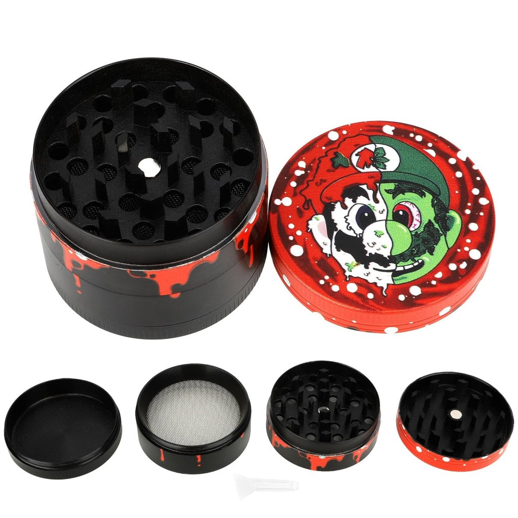 4 Parts Herb Grinder Cartoon RedJustSmoke.Me