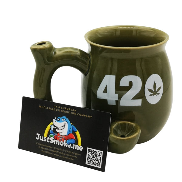 JustSmoke.Me420 (Green) - 2 in 1 - Wake & Bake - Ceramic Coffee Mug Bong : Ideal GiftJustSmoke.Me
