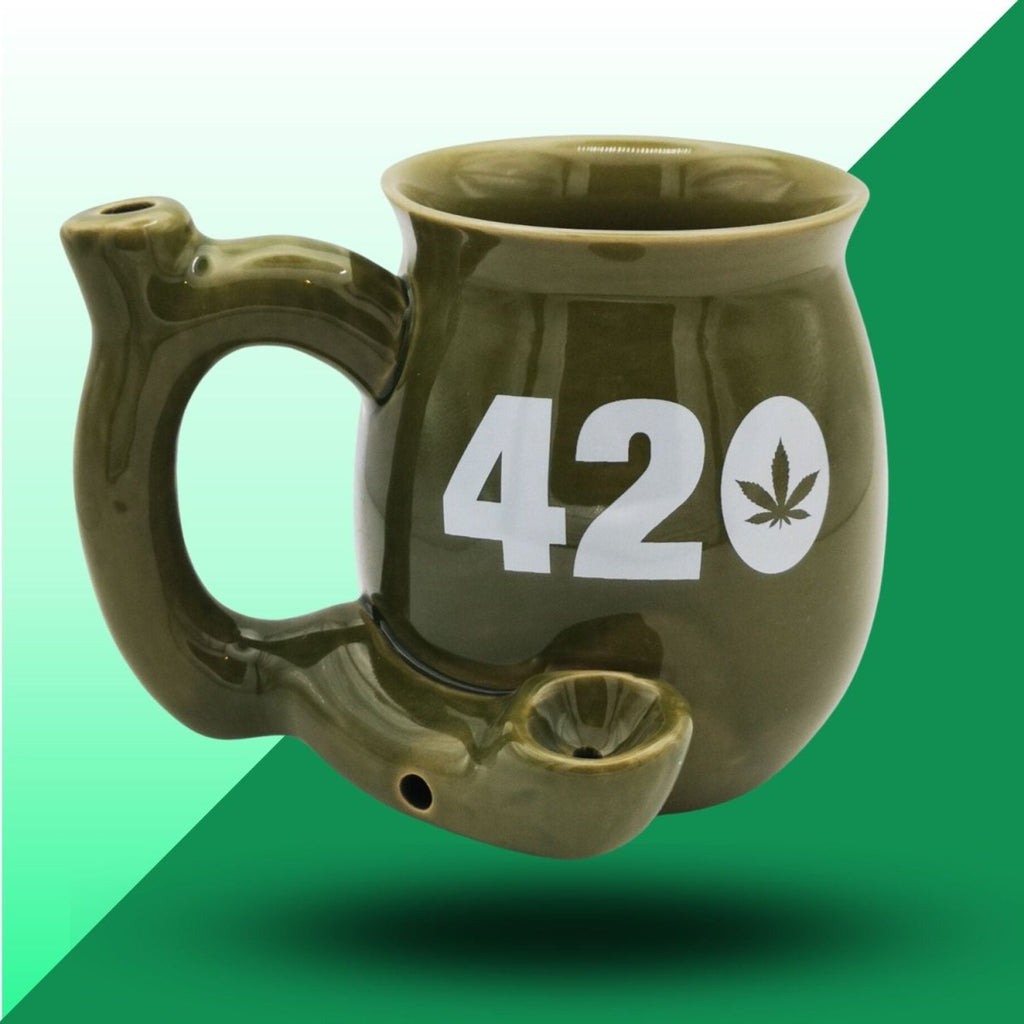 420 (Green) - 2 in 1 - Wake & Bake - Ceramic Coffee Mug Bong : Ideal GiftJustSmoke.Me