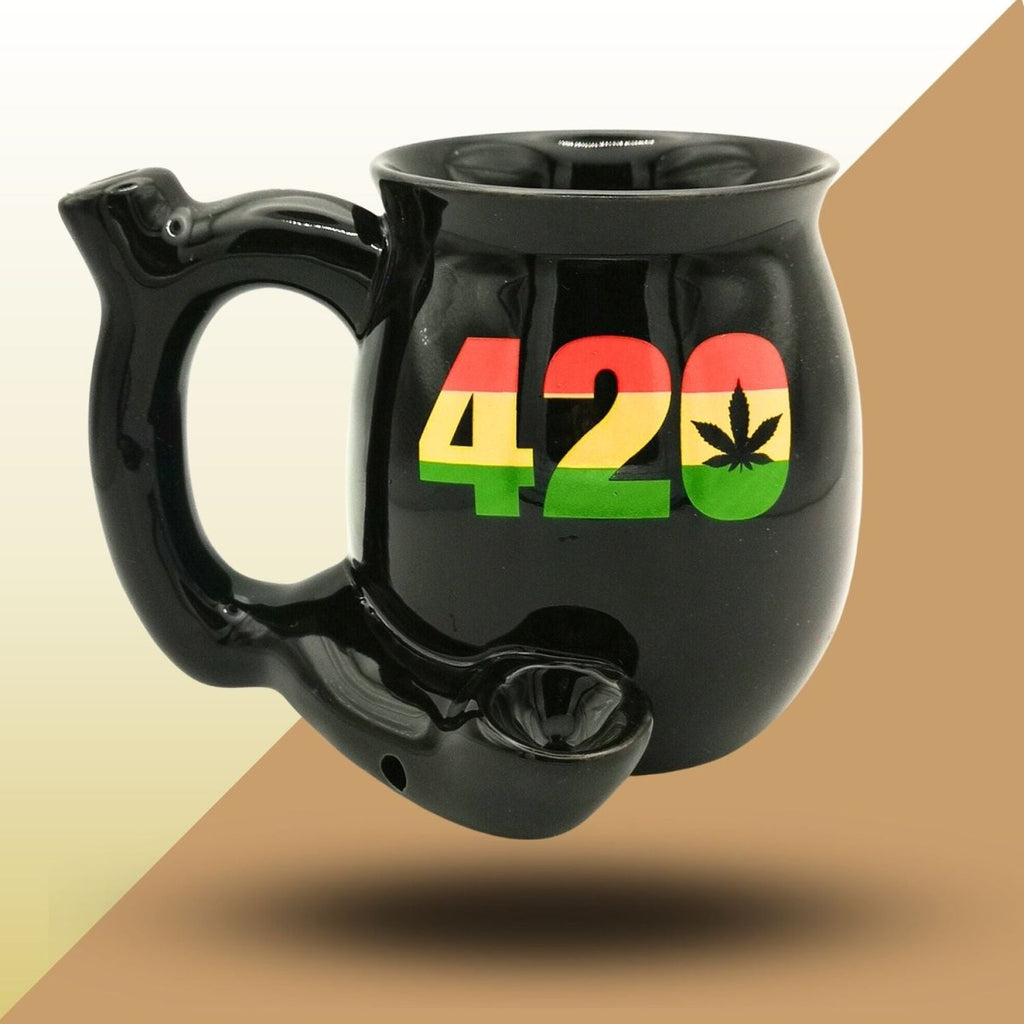 JustSmoke.Me420 (Rasta) - 2 in 1 - Wake & Bake - Ceramic Coffee Mug Bong : Ideal GiftJustSmoke.Me