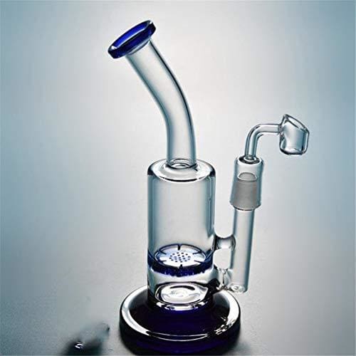 9 Inch Glass Bong Heady Glass Recycler Dab Rig Honeycomb Bong Turbine Oill Rigs Disc Percolator Bong with 18mm Glass Bowl Quartz Banger (Blue)JustSmoke.Me