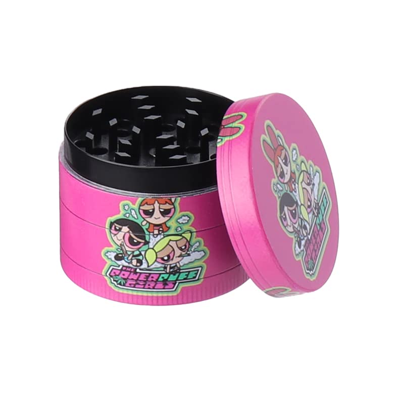 90's Cartoon Power Puff Stoned Girls - 50mm Custom Metal Herb Grinder Gift (Pink)JustSmoke.Me