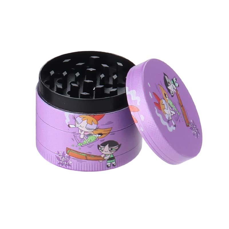 90's Cartoon Power Puff Stoned Girls - 50mm Custom Metal Herb Grinder Gift (Purple)JustSmoke.Me