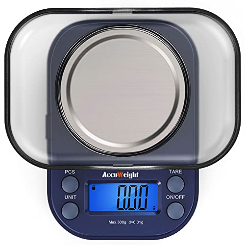 ACCUWEIGHT 255 Digital Lab Scale Portable Mini Precision Scale Pocket Jewelry Scale with Backlight LCD Display, Tare and PCS Features, 300g, 0.01 increments Electronic Multifunctional ScaleJustSmoke.Me